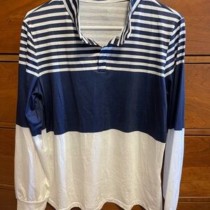 Navy and White Striped Long Sleeve Shirt